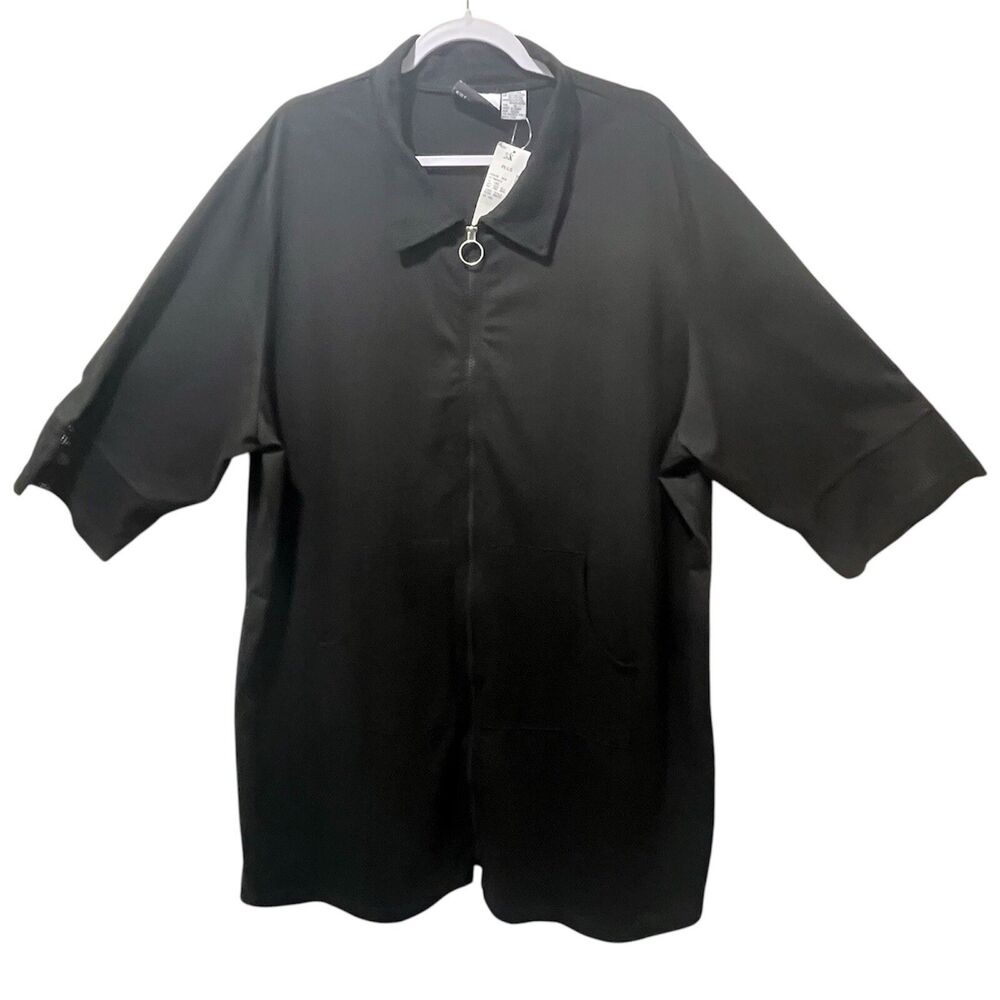 Club Z Collection NWT Black Swim Cover Up Dress 3X Zip Front Pocket Shirt Tunic